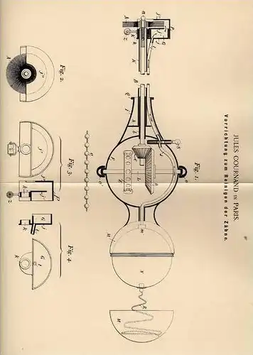 Original Patentschrift - Zahnreinigung , Zahnarzt , Zähne , 1897 , J. Cournand in Paris , Zahnfleisch !!!