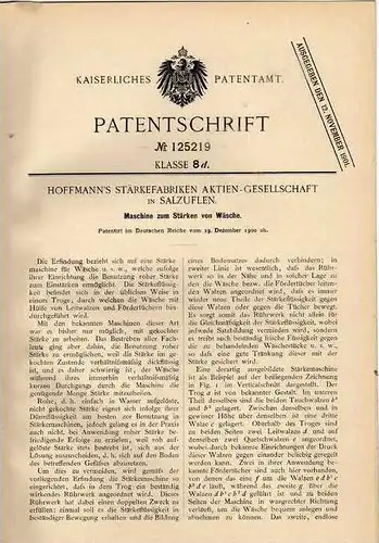 Original Patentschrift - Hoffmann`s Stärkefabrik in Salzuflen , 1900 , Maschine zum Stärken von Wäsche !!!