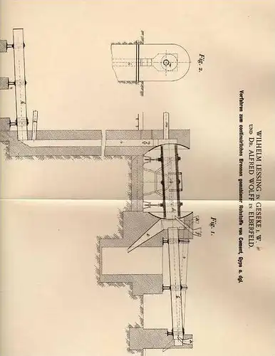 Original Patentschrift - W. Lessing in Geseke i.W., 1899 , Brennen von Rohstoffen , Cement und Gips !!!