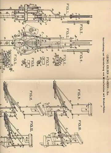 Original Patentschrift - G. Kelber in Zabern i. Elsass , 1901 , Herstellung von Leisten , Saverne !!