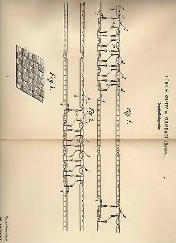 Original Patentschrift - Türk & Kneitz in Kulmbach , 1900 , Doppelplüsch - Gewebe  !!!