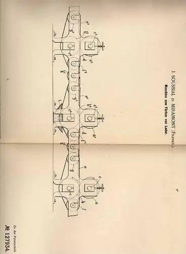 Original Patentschrift - J. Soussial in Miramont , 1900 , Maschine zum Färben von Leder !!!