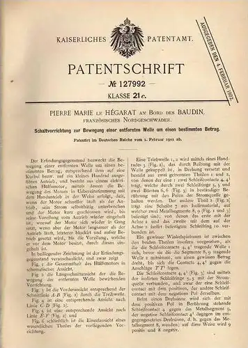 Original Patentschrift - P. le Hégart an Bord des Baudin ,franz. Nordgeschwader , 1901 , Schaltvorrichtung für Wellen !!