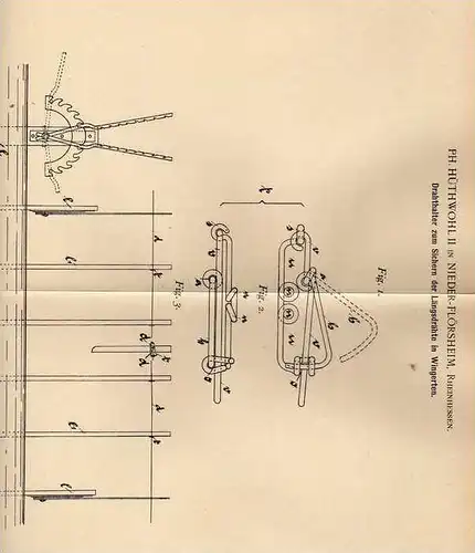 Original Patentschrift - P- Hüthwohl in Nieder Flörsheim , 1903 , Längsdrähte in Wintergerten , Reben , Wein !!!