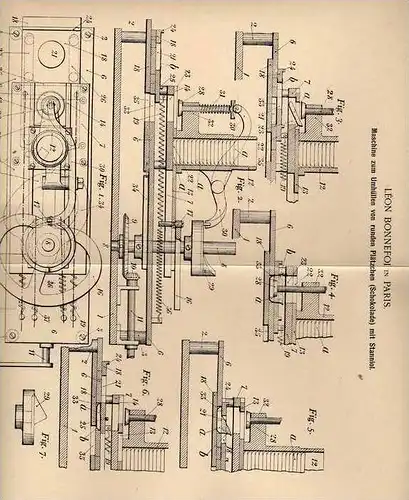 Original Patentschrift - Maschine für Plätzchen aus Schokolade ,1902 , L. Bonnefoi in Paris , Schokoplätzchen , Stanniol