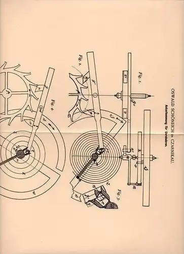 Original Patentschrift - O. Schöneich in Czarnikau , 1901 , Ankerhemmung für Unruhuhren , Uhr , Uhren !!!