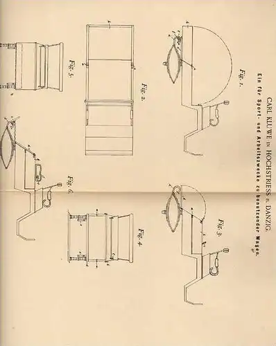 Original Patentschrift - C. Kluwe in Hochstriess b. Danzig , 1900 , Wagen für Sport und Arbeitszwecke !!!