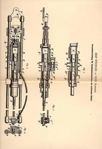 Original Patentschrift - J. Sprenger in Vivis , 1891 , Gesteinbohrer , Bohrer für Gestein , Tunnel - Bau !!!