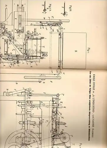 Original Patentschrift - E. Oville in "A L´Industrie" in Lausanne , 1891 , Apparat für Dütenmaschinen , Papier  !!!