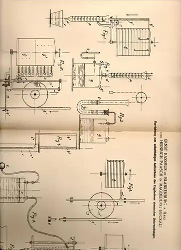 Original Patentschrift - E. Rassmus in Blankenburg a. Harz , 1891 , Apparat für chemischen Untersuchungen , Labor !!!