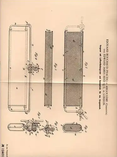 Original Patentschrift - E. Praceiq in Angouleme , 1900 , Carburator mit Luftrohr für Gemisch , Automobile !!!