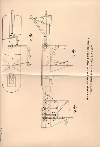 Original Patentschrift - A. Smulders in Rotterdam , 1900 , Entleeren von Baggerprahmen , Schlamm , Bagger !!!