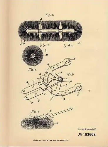 Original Patentschrift - C. Zimmermann in Istein , Baden , 1906 , Hand- und Stubenbesen , verstellbarer  Besen !!!