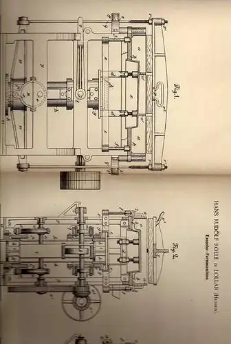 Original Patentschrift - H. Rolle in Lollar , Hessen , 1891 , Excenter Formmaschine  !!!