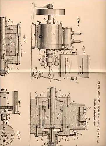 Original Patentschrift - F. Headson in Lafayette , USA , 1900 , Maschine mit umlaufendem Kolben !!!