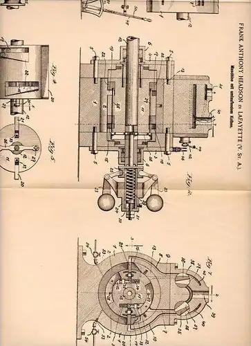 Original Patentschrift - F. Headson in Lafayette , USA , 1900 , Maschine mit umlaufendem Kolben !!!