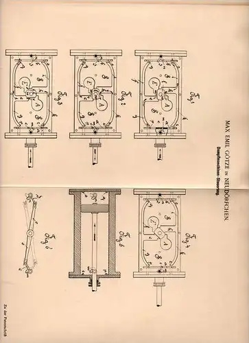 Original Patentschrift - M. Götze in Neudörfchen , 1899 , Dampfmaschinen - Steuerung !!!