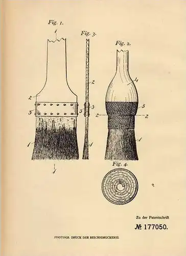 Original Patentschrift - H. Theimer in Giebau , Mähren , 1906 , Herstellung von Pinseln , Hozfaser , Pinsel , Maler !!!