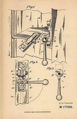 Original Patentschrift - T- Triebel in Crange und Röhlinghausen b. Wanne i.W., 1905 , Verriegelung für Eisenbahn - Türen