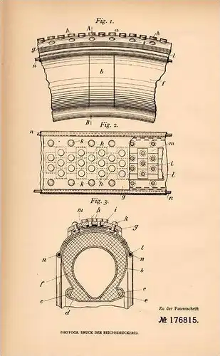 Original Patentschrift - M. Truchet in Genf , 1905 , Luftradreifen , Reifen mit Schutzband , Automobile !!!