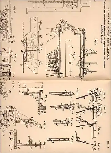 Original Patentschrift - G. Morton in Darvel und Glasgow , 1902 , Teppich - Herstellung , Smyrna !!!