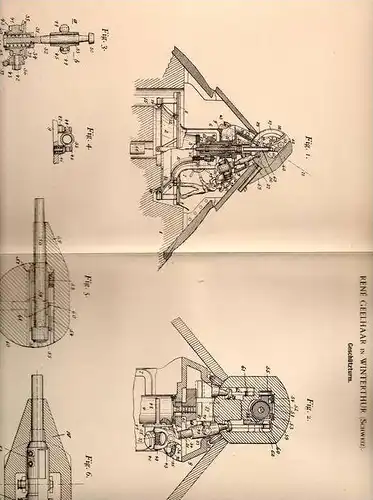 Original Patentschrift - R. Geelhaar in Winterthur , 1901 , Panzerturm , Geschützturm , Geschütz , Kanone , Panzer !!!