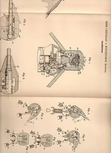 Original Patentschrift - R. Geelhaar in Winterthur , 1901 , Panzerturm , Geschützturm , Geschütz , Kanone , Panzer !!!