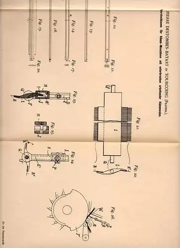 Original Patentschrift - P. Bayart in Tourcoing , 1900 , Kamm für Kämm - Maschine , Kämmerei !!!