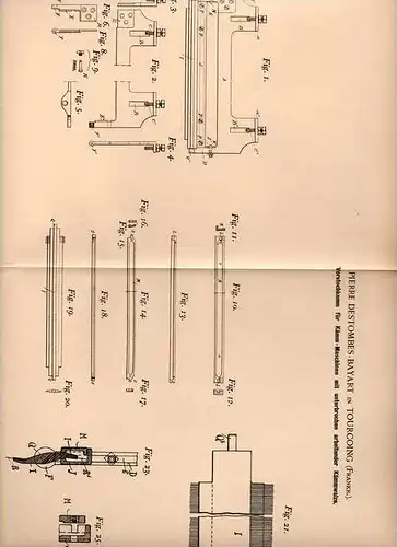 Original Patentschrift - P. Bayart in Tourcoing , 1900 , Kamm für Kämm - Maschine , Kämmerei !!!