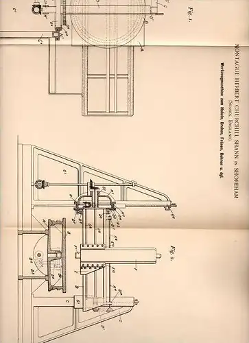 Original Patentschrift - M. Shann in Shoreham , 1898 , Werkzeugmaschine zum Bohren , Hobeln , Drehen und Fräse !!!