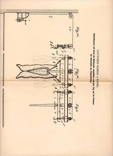 Original Patentschrift - G. Scheld in Kassel ,1897 , Schlachtspreize , Schlachterei , Metzger , Schlachthof , Schlachten