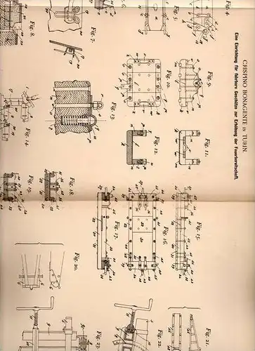 Original Patentschrift - C. Bonagente in Turin , 1899 , fahrbares Geschütz , Kanone !!!