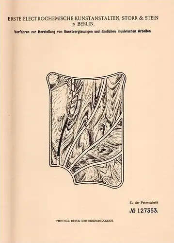 Original Patentschrift - Elektrochemische Kunstanstalt in Berlin , 1900 , Herstellung von Kunstglas , Zierglas , Glas !