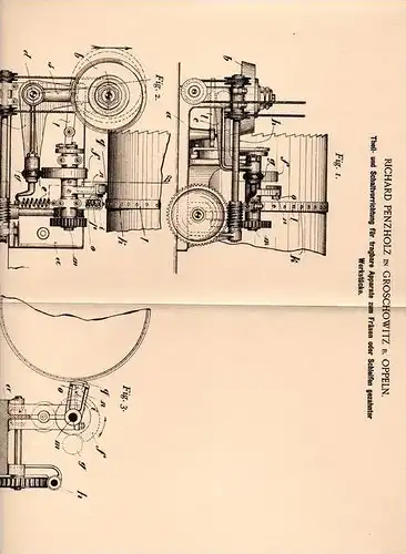 Original Patentschrift - R. Penzholz in Groschowitz b. Oppeln , 1901 , Schaltvorrichtung zum Fräsen und Schleifen !!!