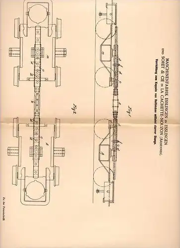 Original Patentschrift - Soret & Cie in La Cachette - Nouzon und Esslingen , 1901 , Kupplung für Eisenbahn !!!