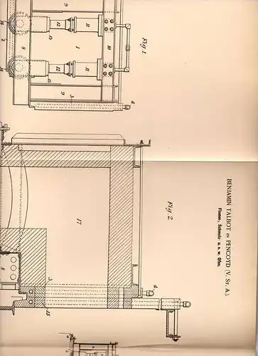 Original Patentschrift - B. Talbot in Pencoyd , USA , 1900 , Schmelzofen , Flammofen , Ofen !!!