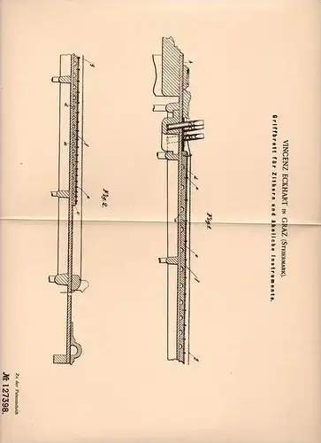 Original Patentschrift - V. Eckhart un Graz , 1900 , Griffbrett für Zither !!!