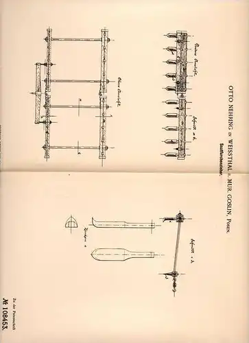 Original Patentschrift - O. Nehring in Weissthal b. Mur. Goslin , 1899 , Saatfurchenzieher , Saat !!!