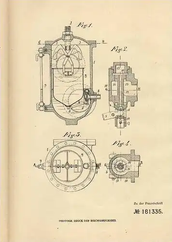 Original Patentschrift - N. Foley in Posilipo b. Neapel , 1904 , Dampfwasserableiter mit Schwimmer !!!