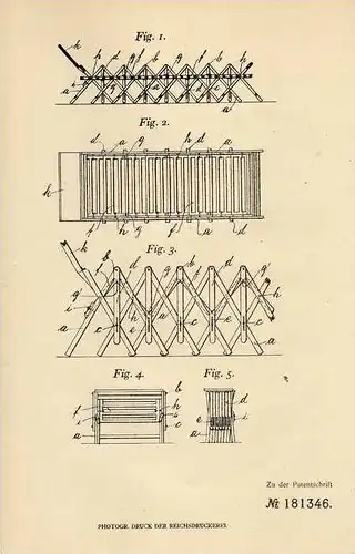 Original Patentschrift - J. Colldén in Gothenburg , 1906 , zusammenlegbare Bettstelle , Bett !!!