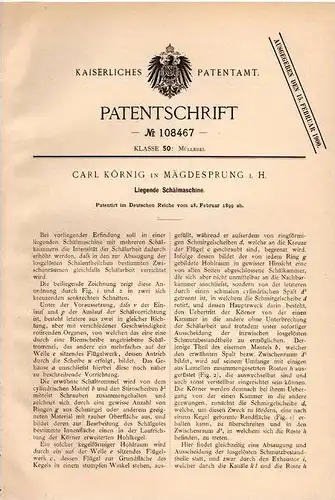 Original Patentschrift - C. König in Mägdesprung i. Harz , 1899 , Schälmaschine !!!