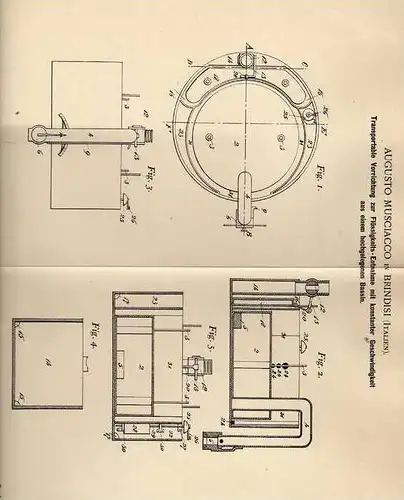 Original Patentschrift - A. Musciacco in Brindisi , Italien , 1899 , Entnahme von Flüssigkeit aus hohen Bassins !