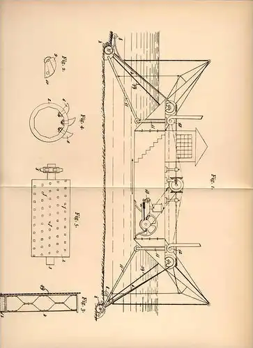 Original Patentschrift - G. Smets - Mondez in Brüssel , 1904 , Bagger , Schaufelbagger , Schiff   !!!