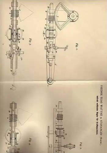 Original Patentschrift -  F. Wattne in Stavanger , Norw., 1899 , Regler für Kraftmaschinen !!!