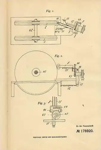 Original Patentschrift - Optische Anstalt in Rathenow , 1906 , Schleifen von Brillengläser , Brille , Optik , Optiker !!