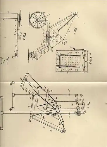 Original Patentschrift - E. Higgins in St. Paul , 1905 , Rollstuhl , fahrbarer Krankenstuhl !!!