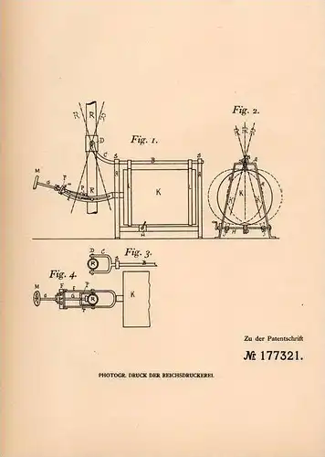 Original Patentschrift - T. Baumgartner in Baden , Baden , 1905 , Gasspritze als Feuerlöscher und Rettungsvorrichtung !!