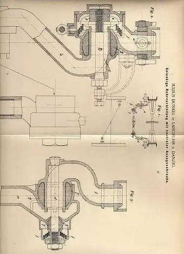 Original Patentschrift - J. Dunkel in Langfuhr b. Danzig , 1898 , gelenkige Rohrverbindung !!!