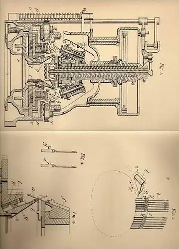 Original Patentschrift - Michael & Wildmann Co. in Norristown , Penns. , 1901 , Rundränderwirkmaschine mit Nadeln !!!
