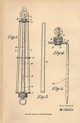 Original Patentschrift - J. Gillie in North Shields , 1904 , Tiefenmesser für Wasser !!!